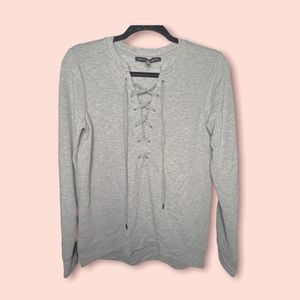 White House Black Market Gray Drawstring Sweater Size Small